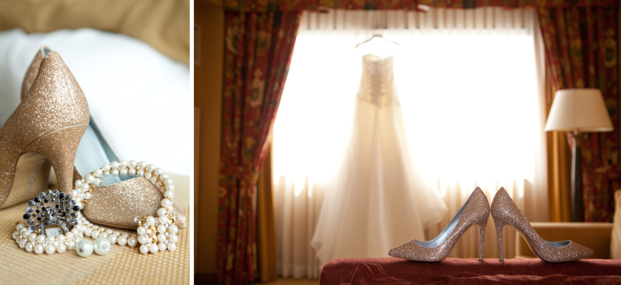 Wedding Shoes, Dress, and Jewelry at Harrah's Casino and Hotel