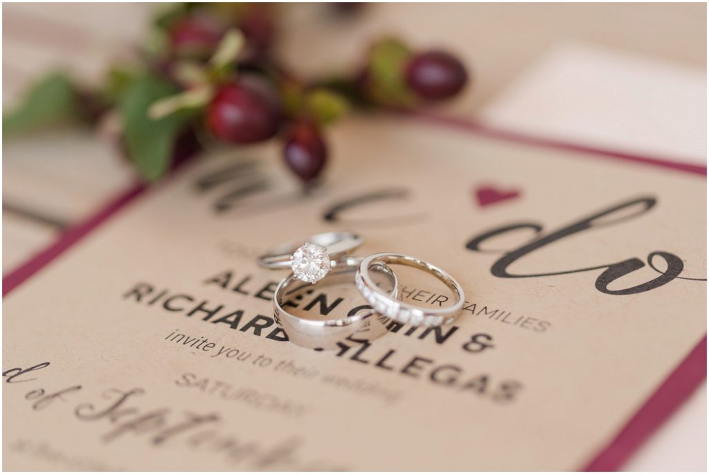 Chaumette Vineyards and Winery Wedding Ste. Genevieve Photographer Aleen and Rich wedding invitation and ring shot