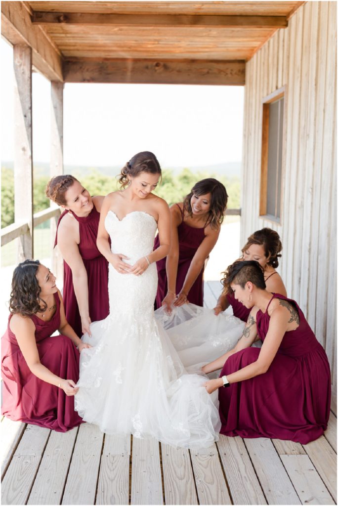 Chaumette Vineyards and Winery Wedding Ste. Genevieve Photographer Aleen and Rich bridal party getting bride ready