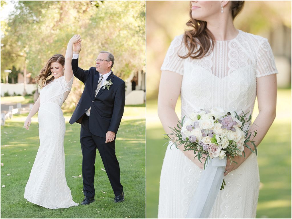 Tubac Golf resort Wedding Tucson Photographer Steven and Kelsey first look with bride and father