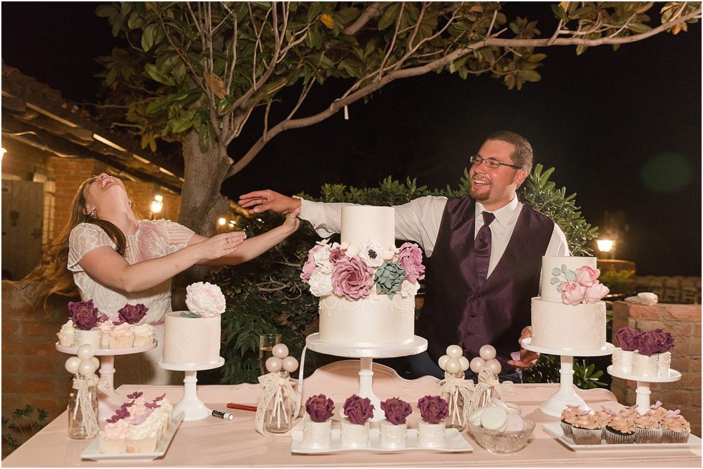 Tubac Golf resort Wedding Tucson Photographer Steven and Kelsey cake cutting