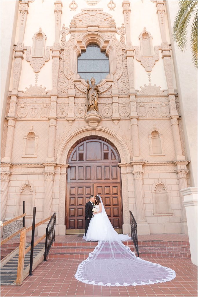 St. Augustine Cathedral Wedding Tucson Photographer John and Brittany bride and groom portrait