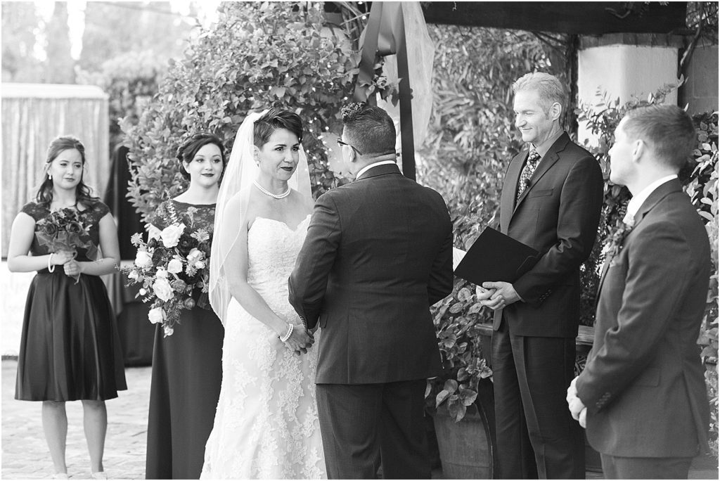 Stillwell House and Gardens Wedding Tuscon Photographer Cesar and Monica groom ceremony photo