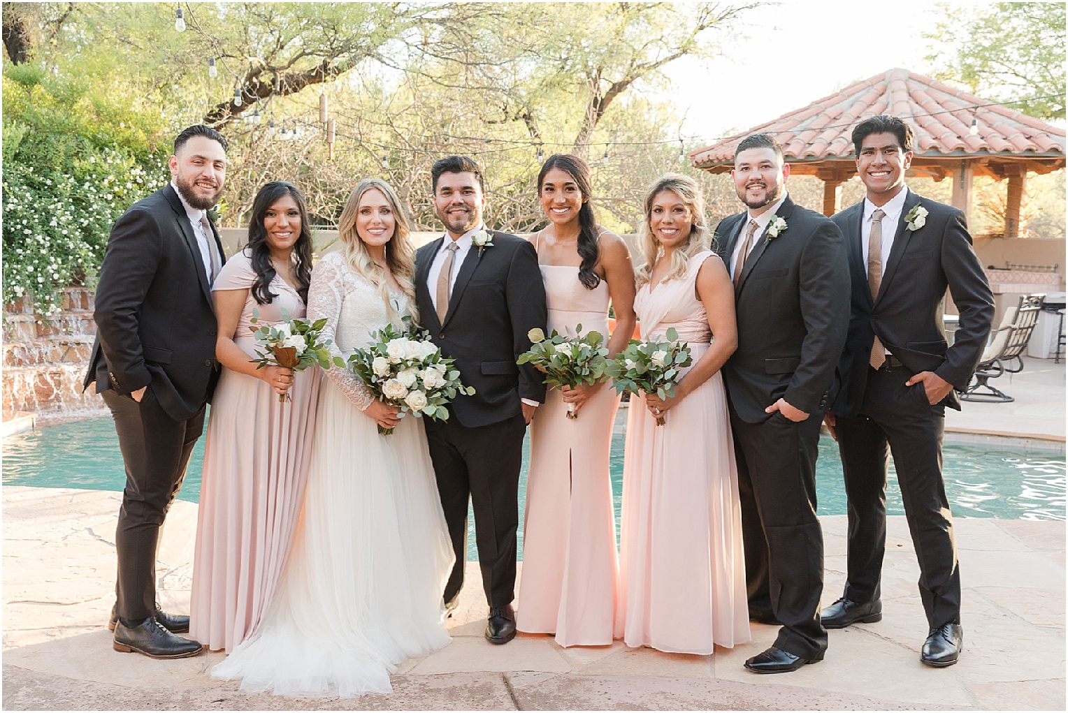 Intimate Backyard Wedding Tucson, AZ Chanel + Eddie bridal party portraits
