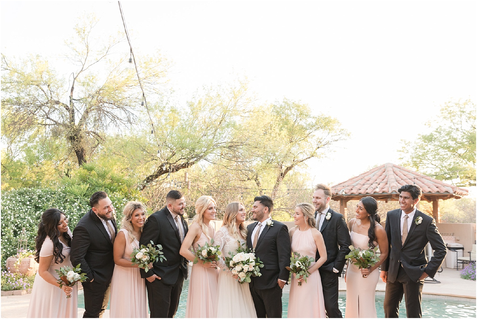 Intimate Backyard Wedding Tucson, AZ Chanel + Eddie bridal party portraits
