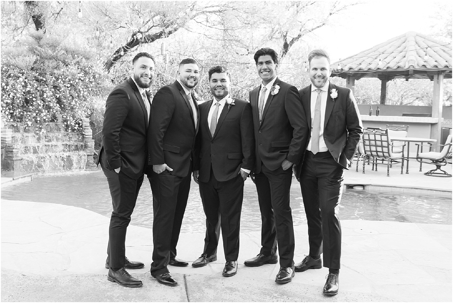 Intimate Backyard Wedding Tucson, AZ Chanel + Eddie groomsmen