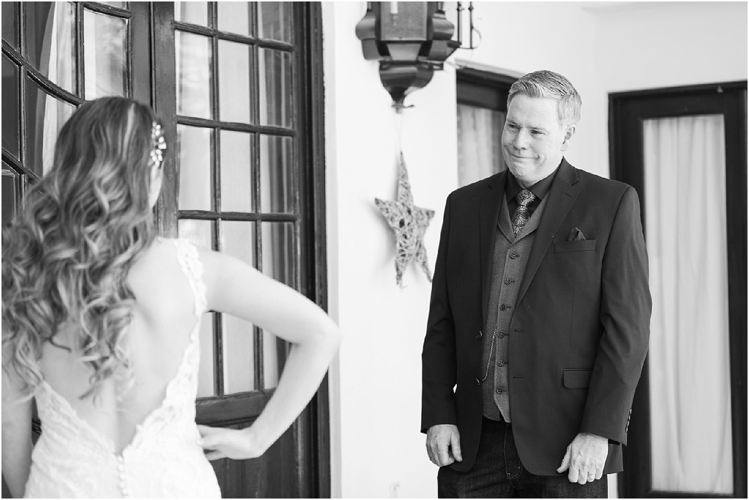 St. Ann's Chapel + Ranch Wedding Tucson AZ Dominique + Luke bride's first look with dad