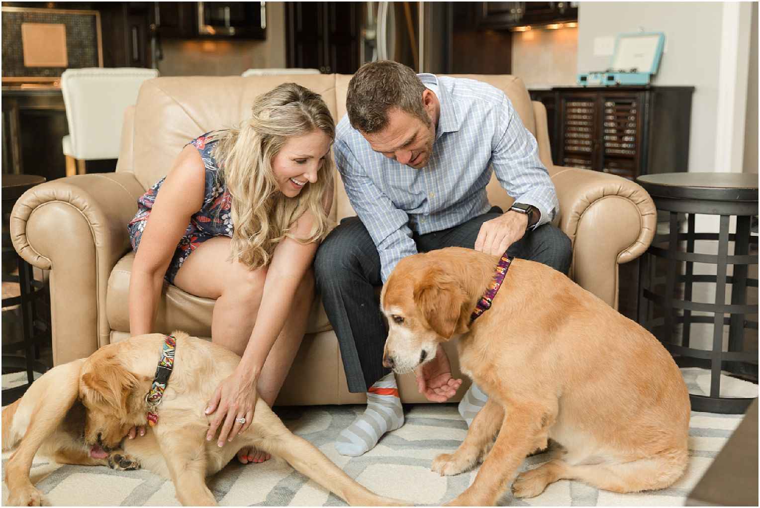 Kansas City Engagement Photos - In home lifestyle session with dogs