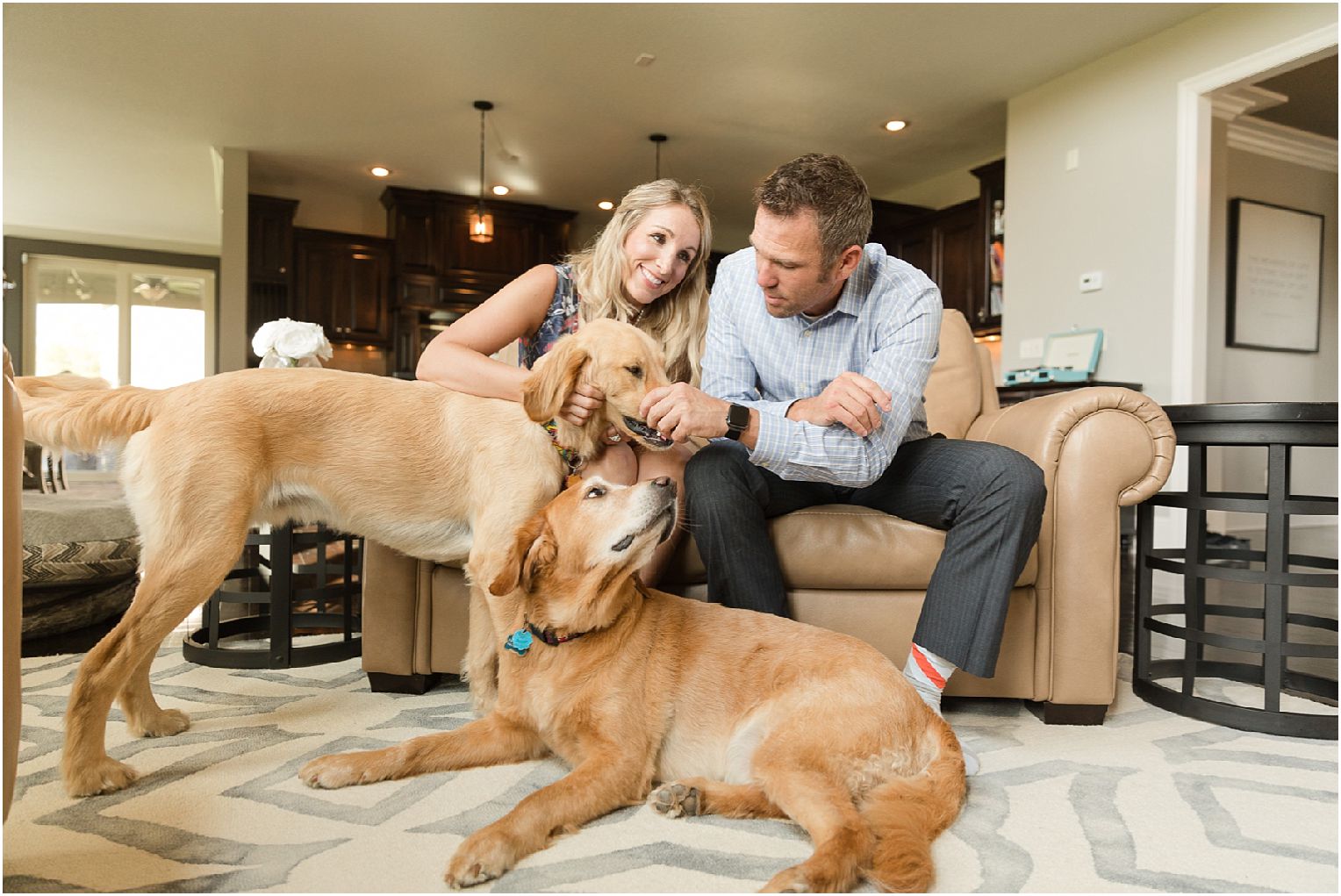 Kansas City Engagement Photos - at home lifestyle session with dogs