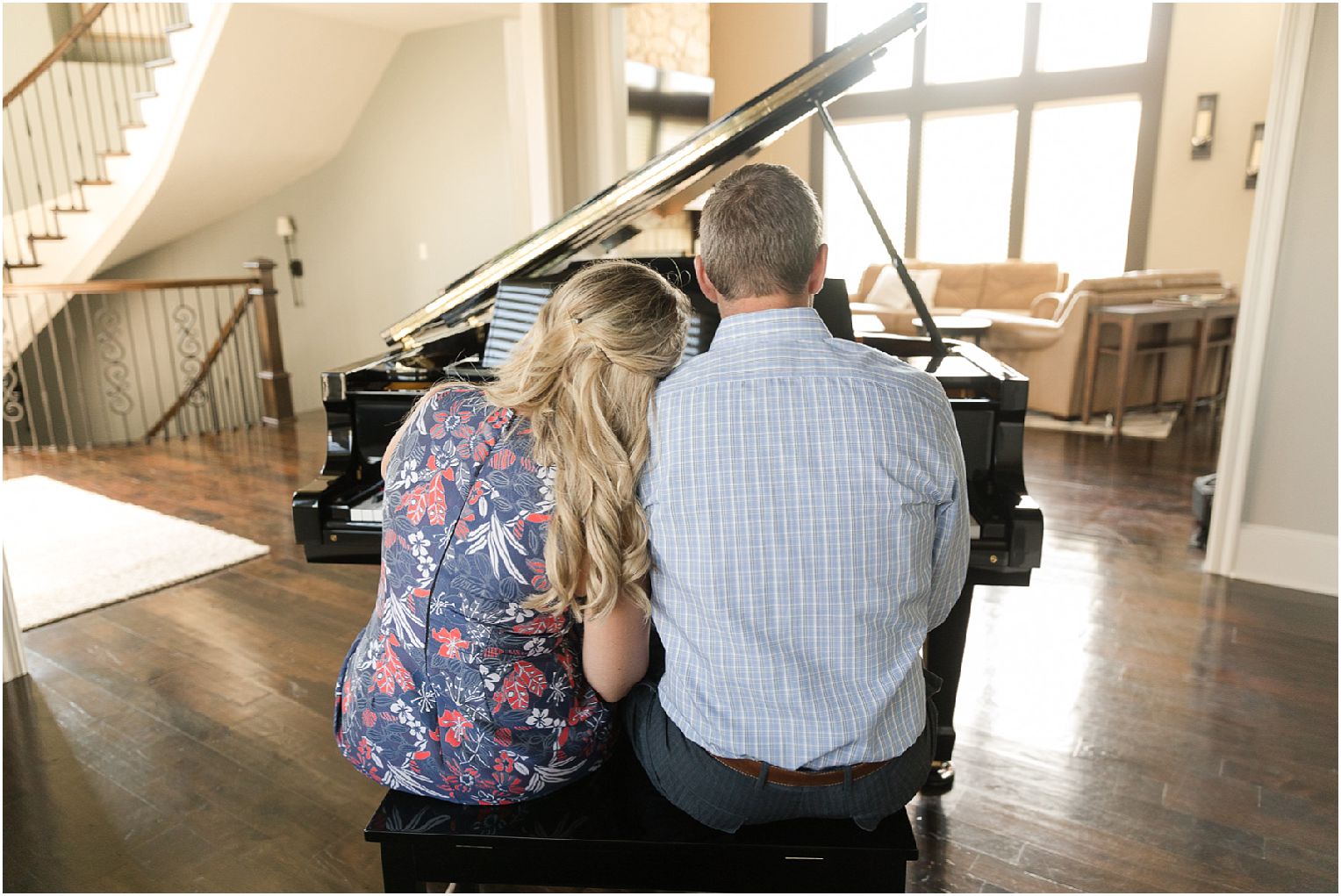 Kansas City Engagement Photos - home engagement session grand piano