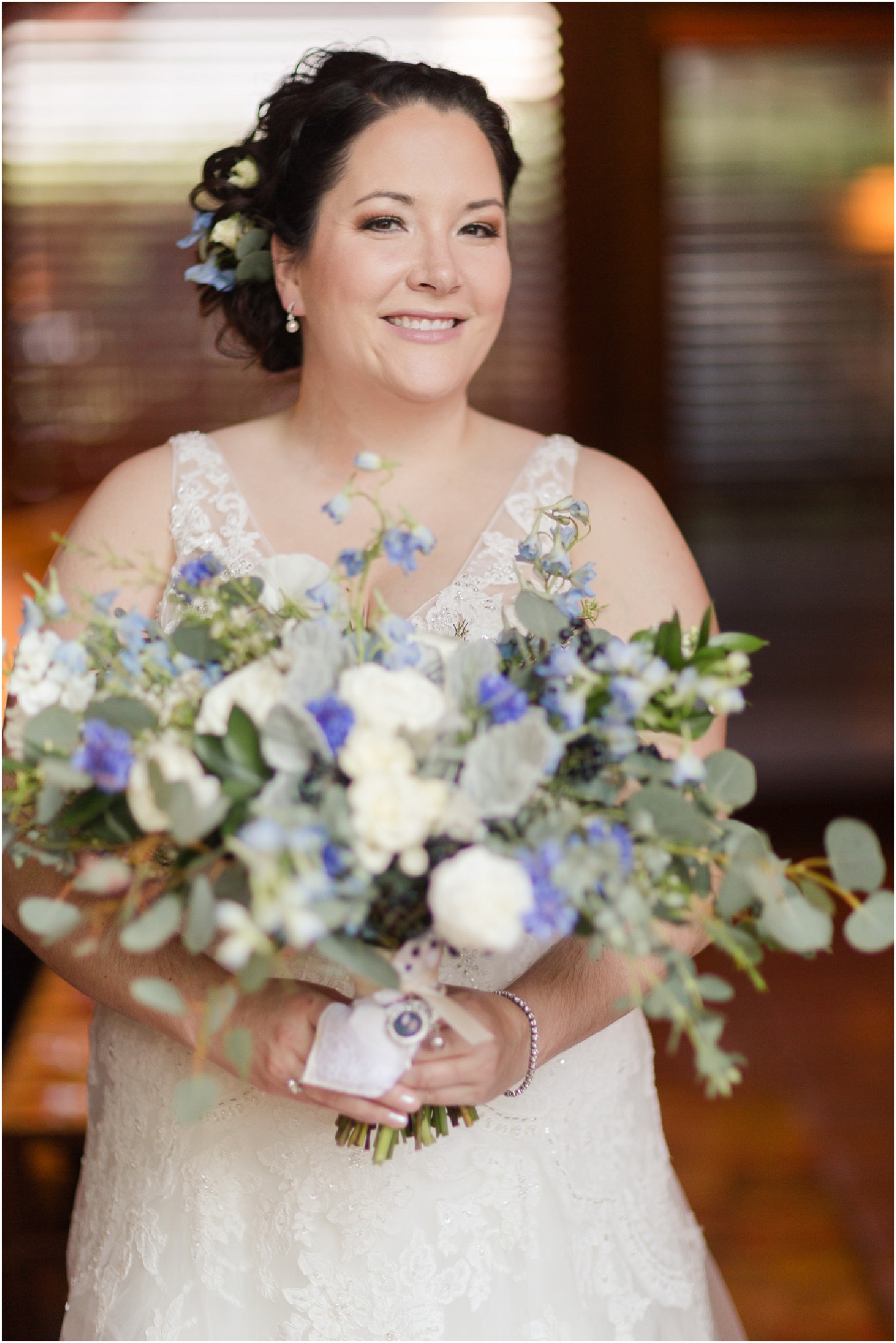 Tubac Golf Resort Wedding Tucson AZ Ashley and Paul rustic vintage shades of blue wedding bridal bouquet