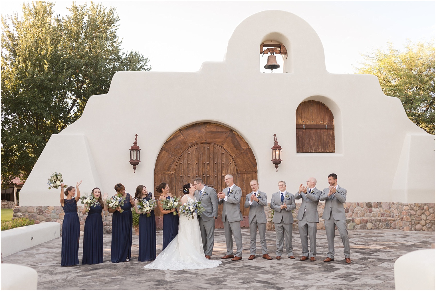 Tubac Golf Resort Wedding Tucson AZ Ashley and Paul rustic vintage shades of blue wedding bridal party portraits