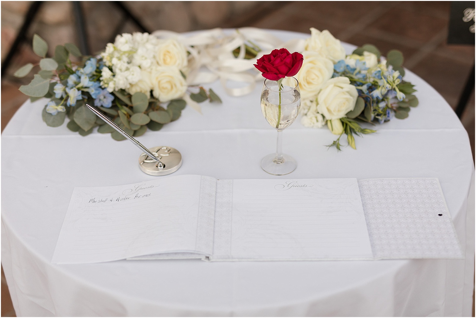 Tubac Golf Resort Wedding Tucson AZ Ashley and Paul rustic vintage shades of blue wedding guest list