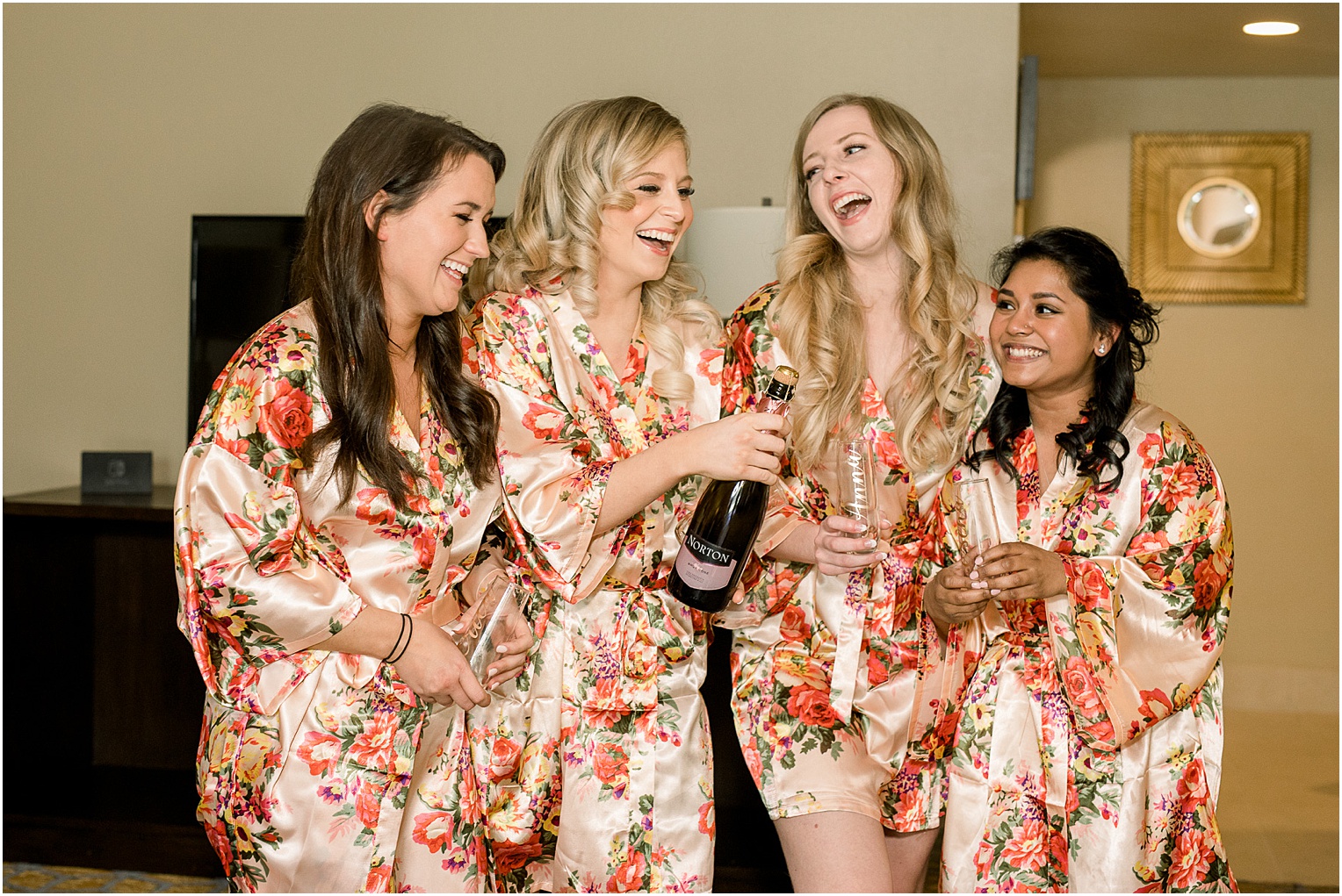 Annabelle + James Hilton El Conquistador Wedding blush floral getting ready robes for bridesmaids