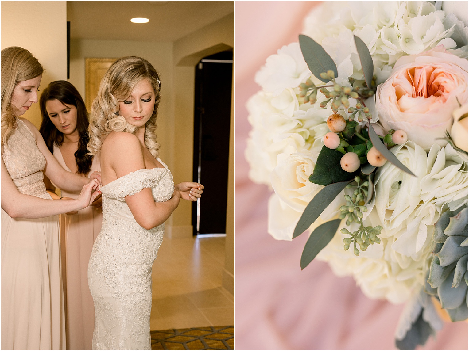Annabelle + James Hilton El Conquistador Wedding blush wedding details and bridal gown