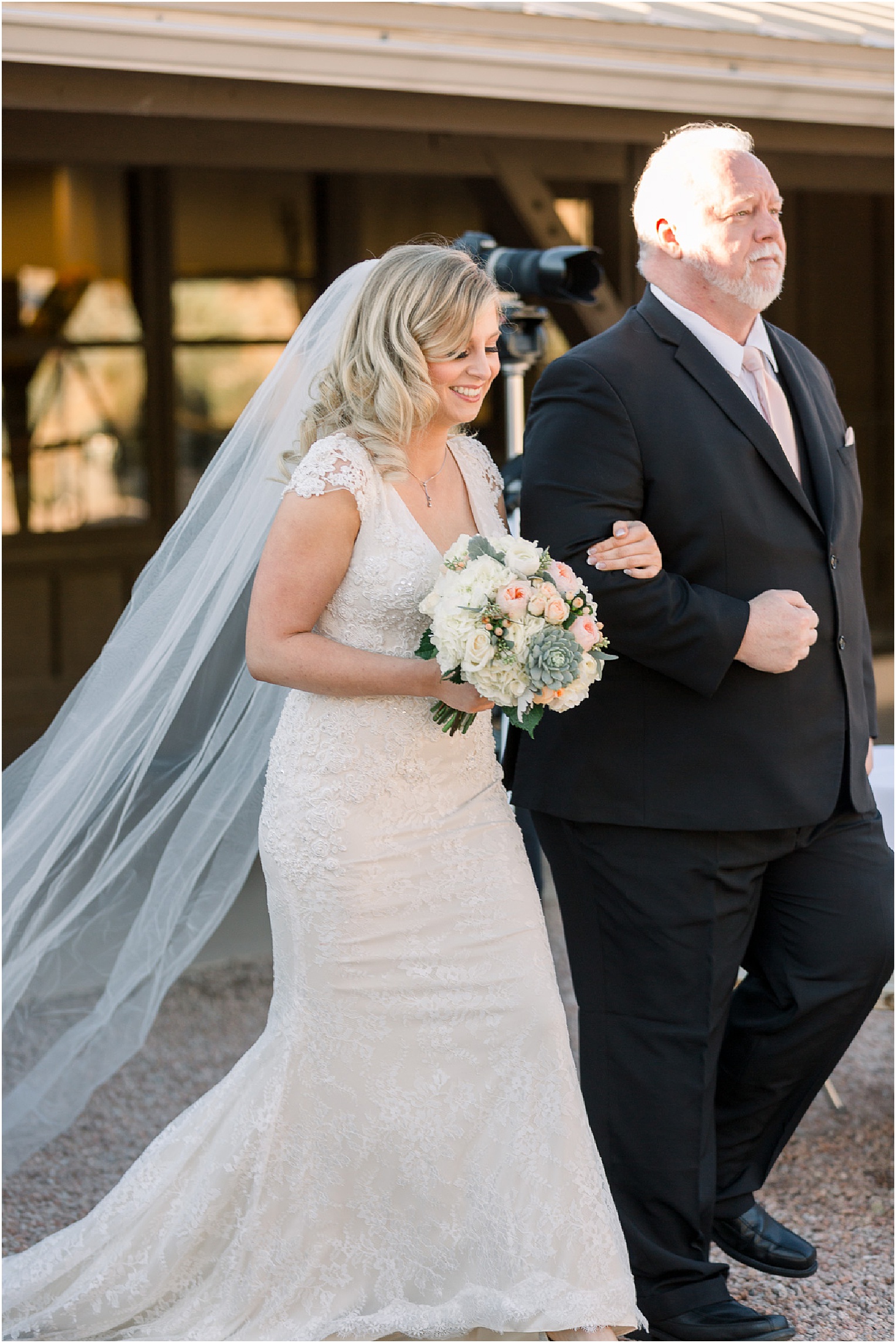 Annabelle + James Hilton El Conquistador Wedding outdoor wedding ceremony bride walking down the aisle