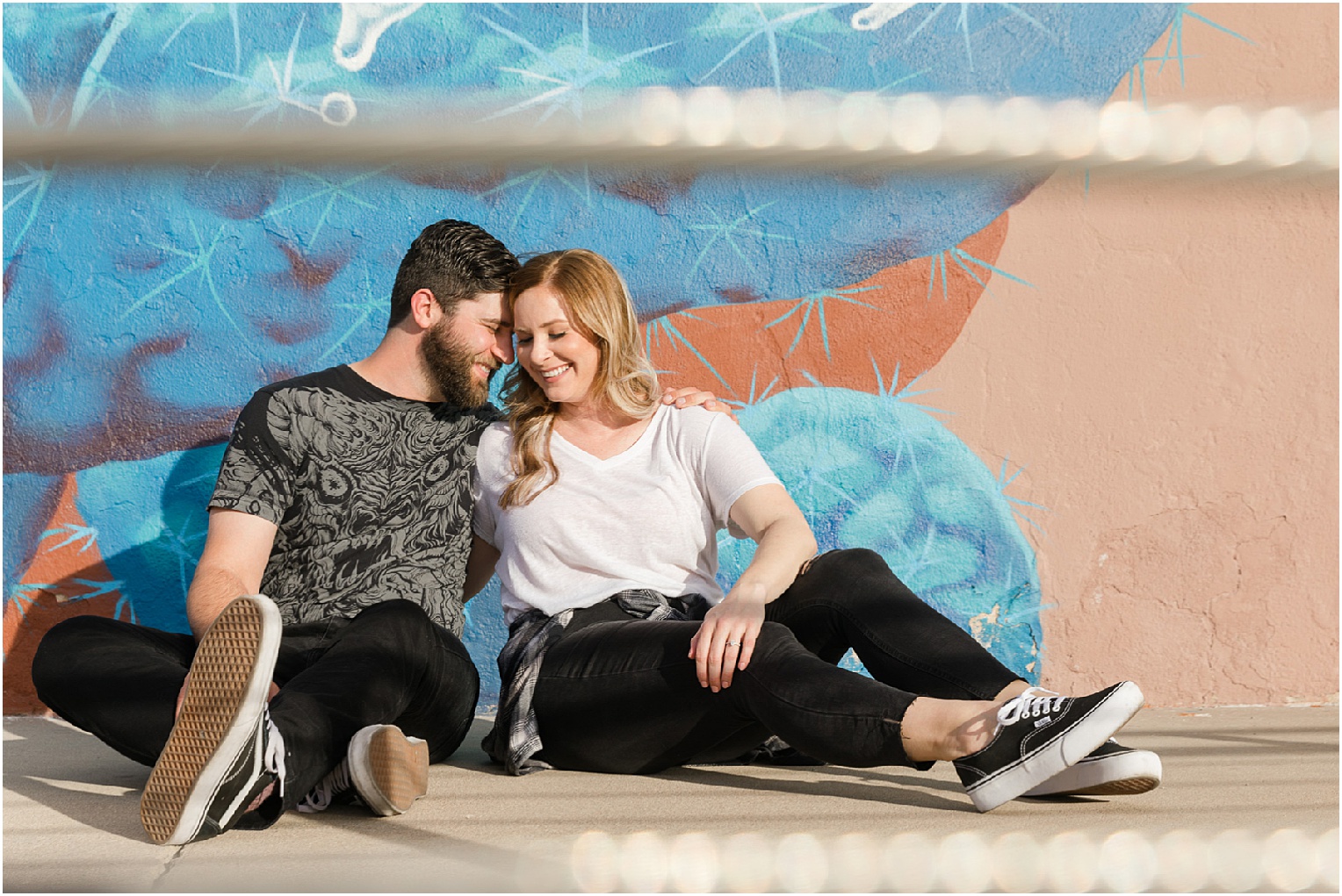 Engagement Photos in Tucson, Tucson AZ Katie + Michael casual downtown engagement session with city mural
