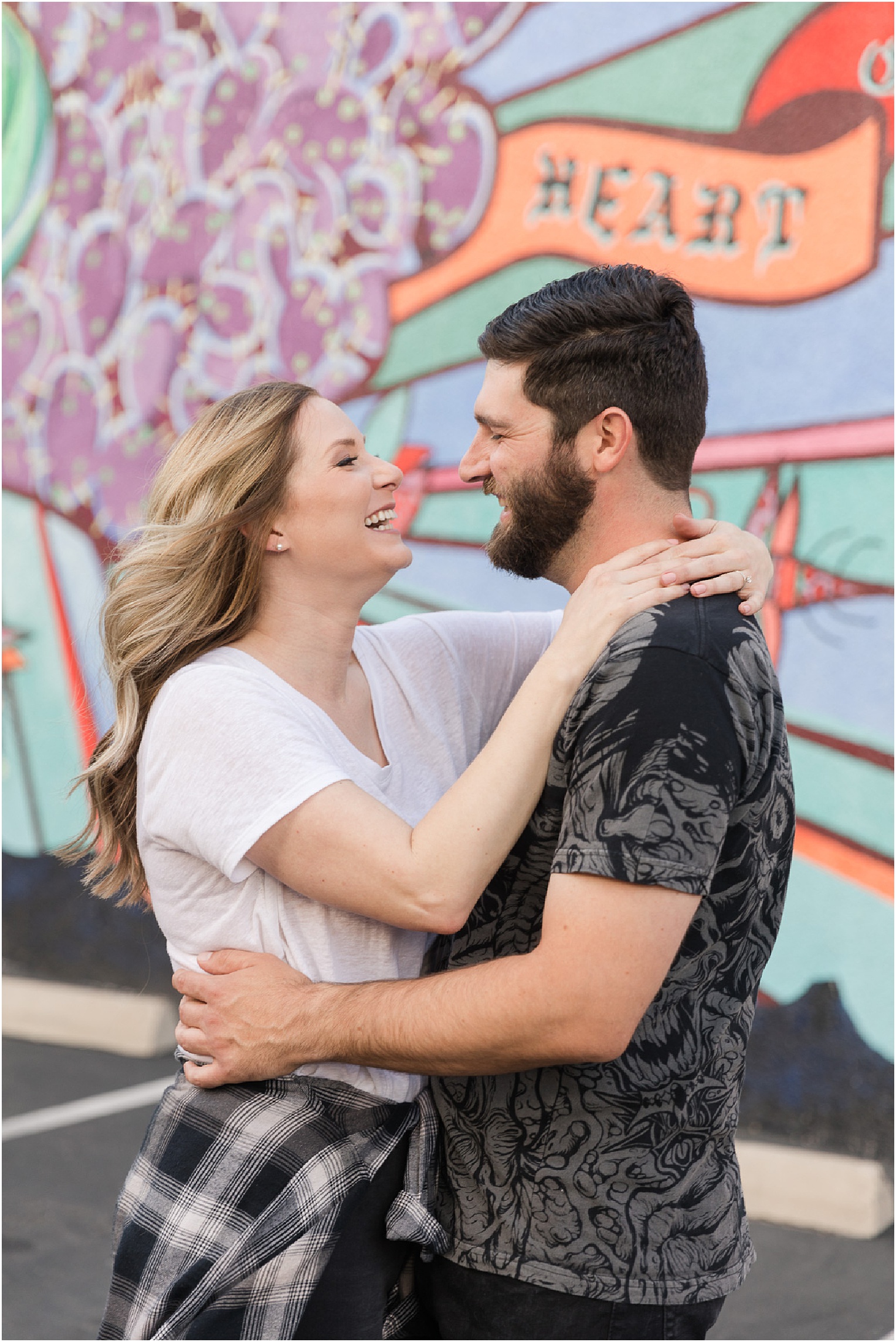 Engagement Photos in Tucson, Tucson AZ Katie + Michael casual downtown engagement session with city mural
