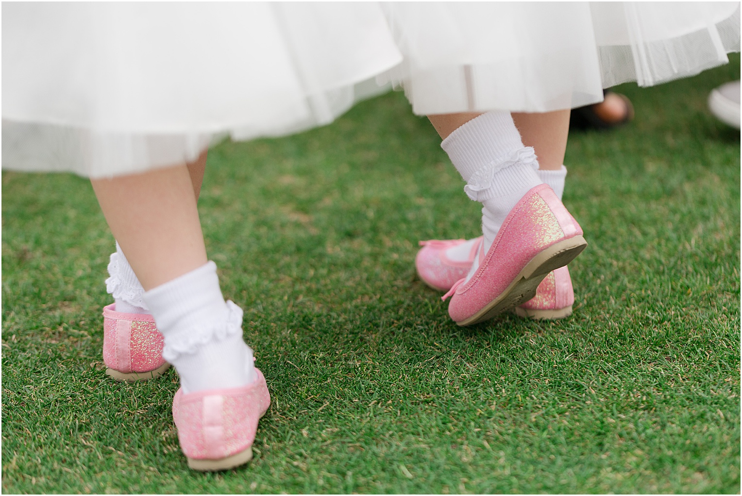 Highlands at Dove Mountain Wedding Grace + Danny flower girl blush shoes