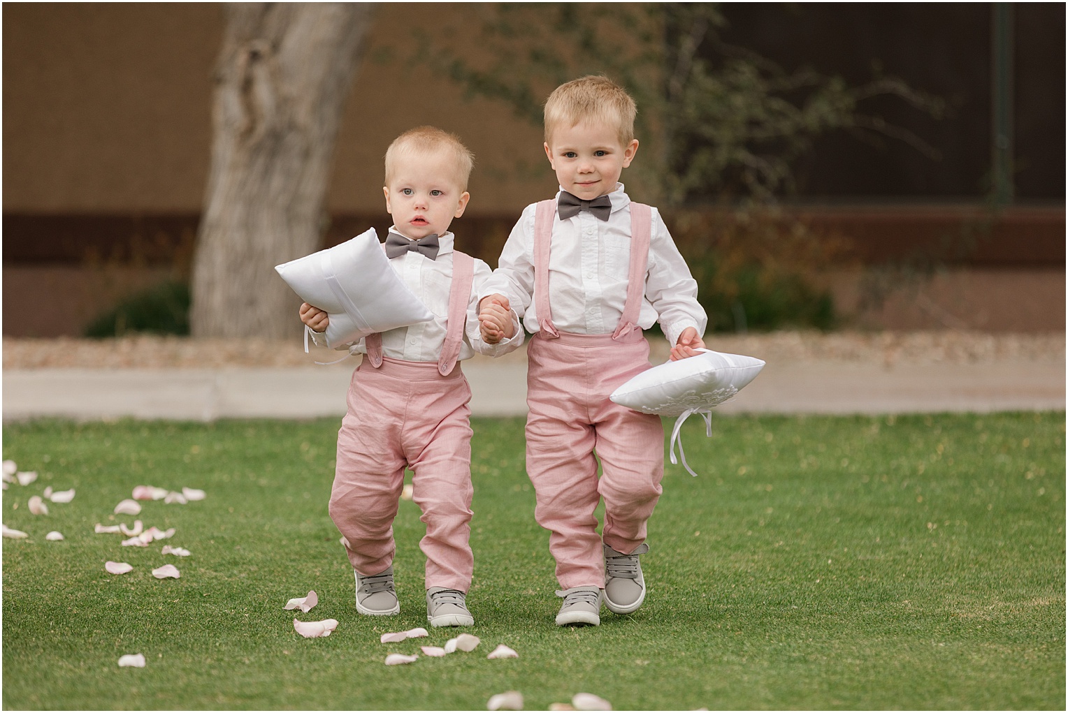 Highlands at Dove Mountain Wedding Grace + Danny ring bearer photos at outdoor ceremony