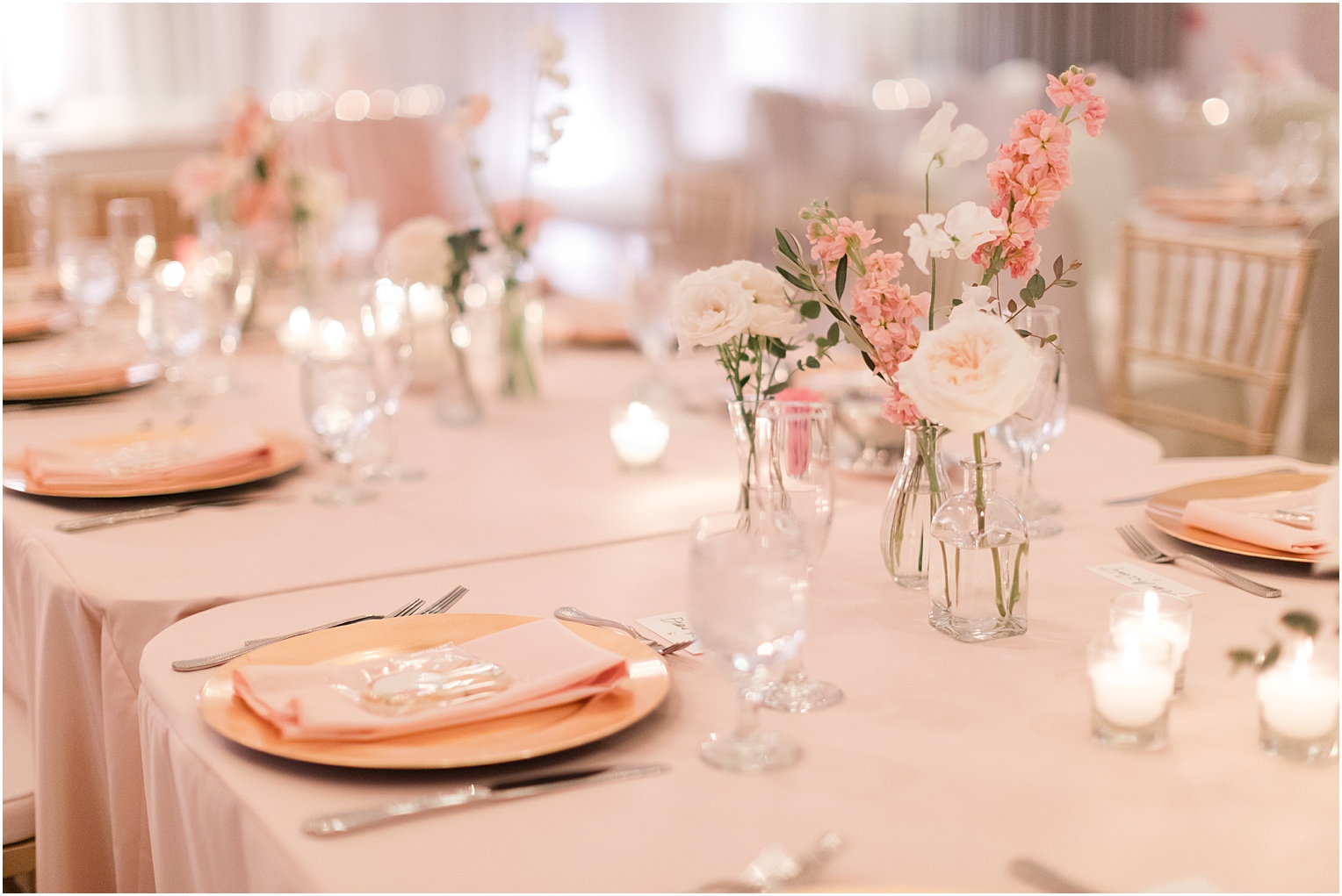 Highlands at Dove Mountain Wedding Grace + Danny blush floral reception details