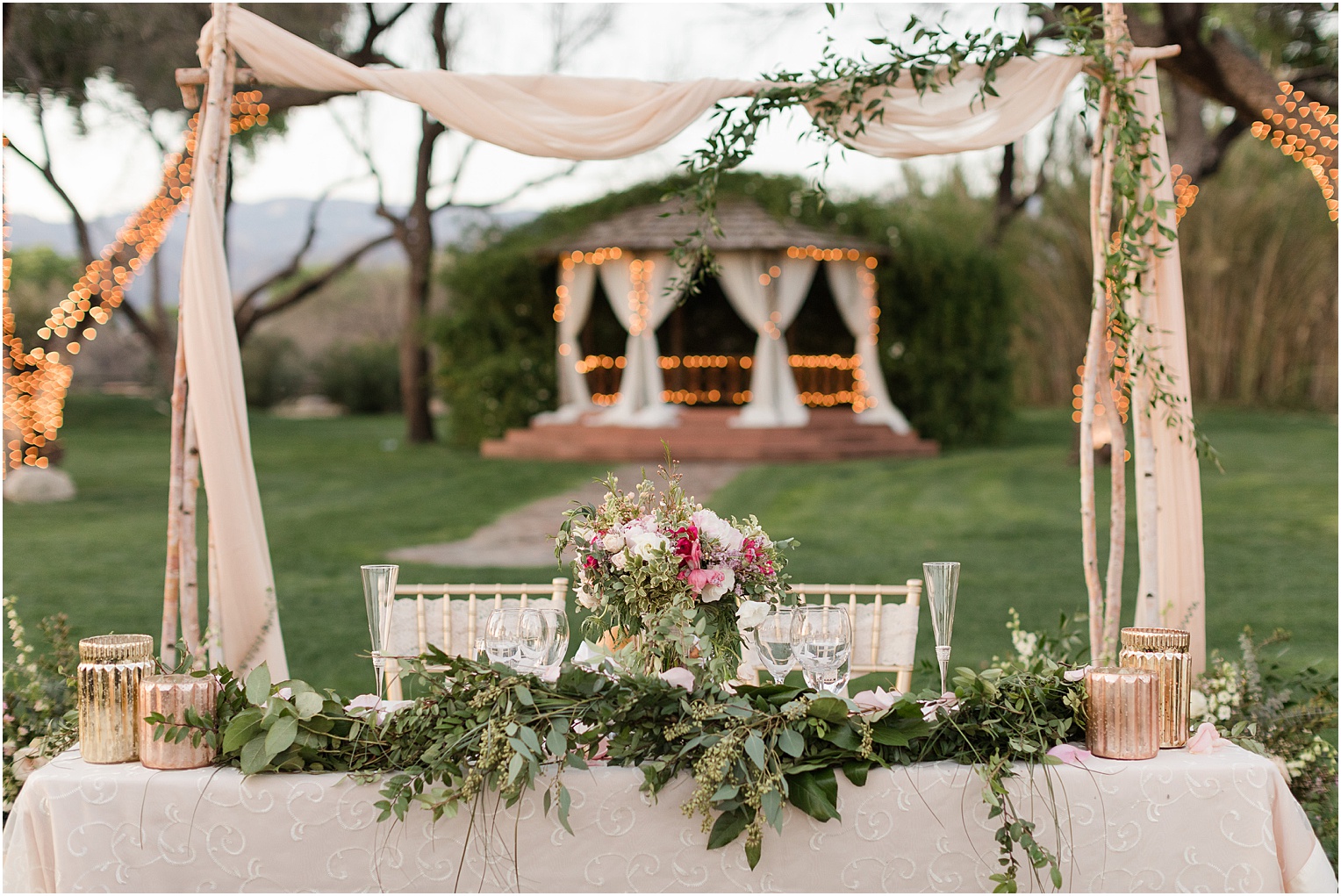 La Mariposa Wedding Tucson AZ romantic blush outdoor wedding reception
