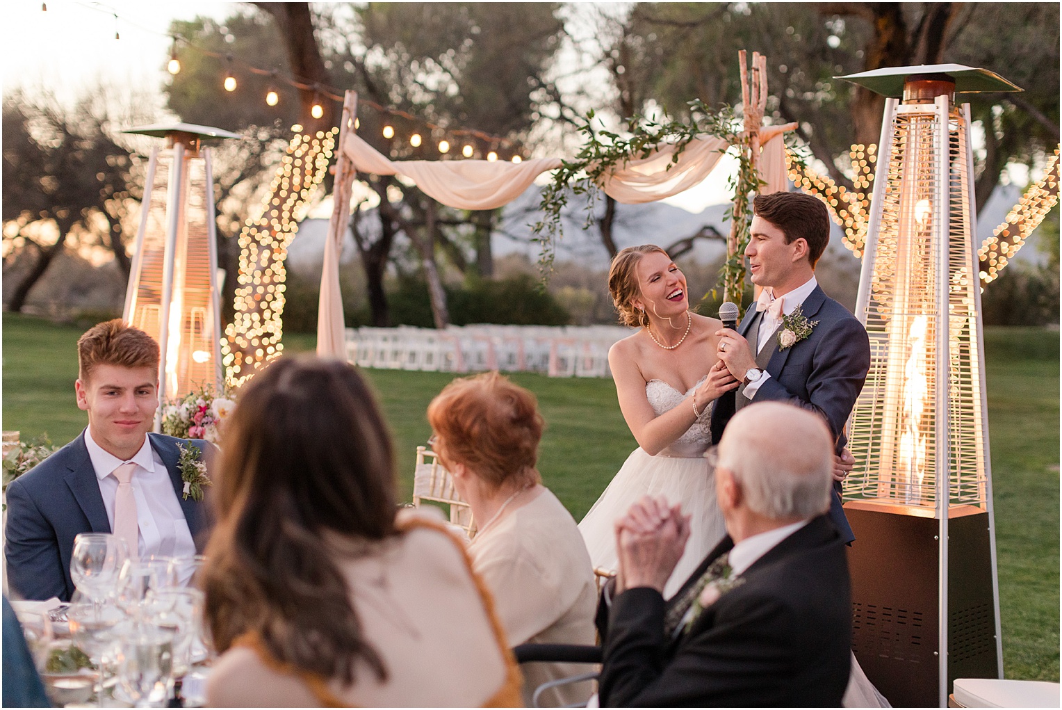 La Mariposa Wedding Tucson AZ romantic blush outdoor wedding reception