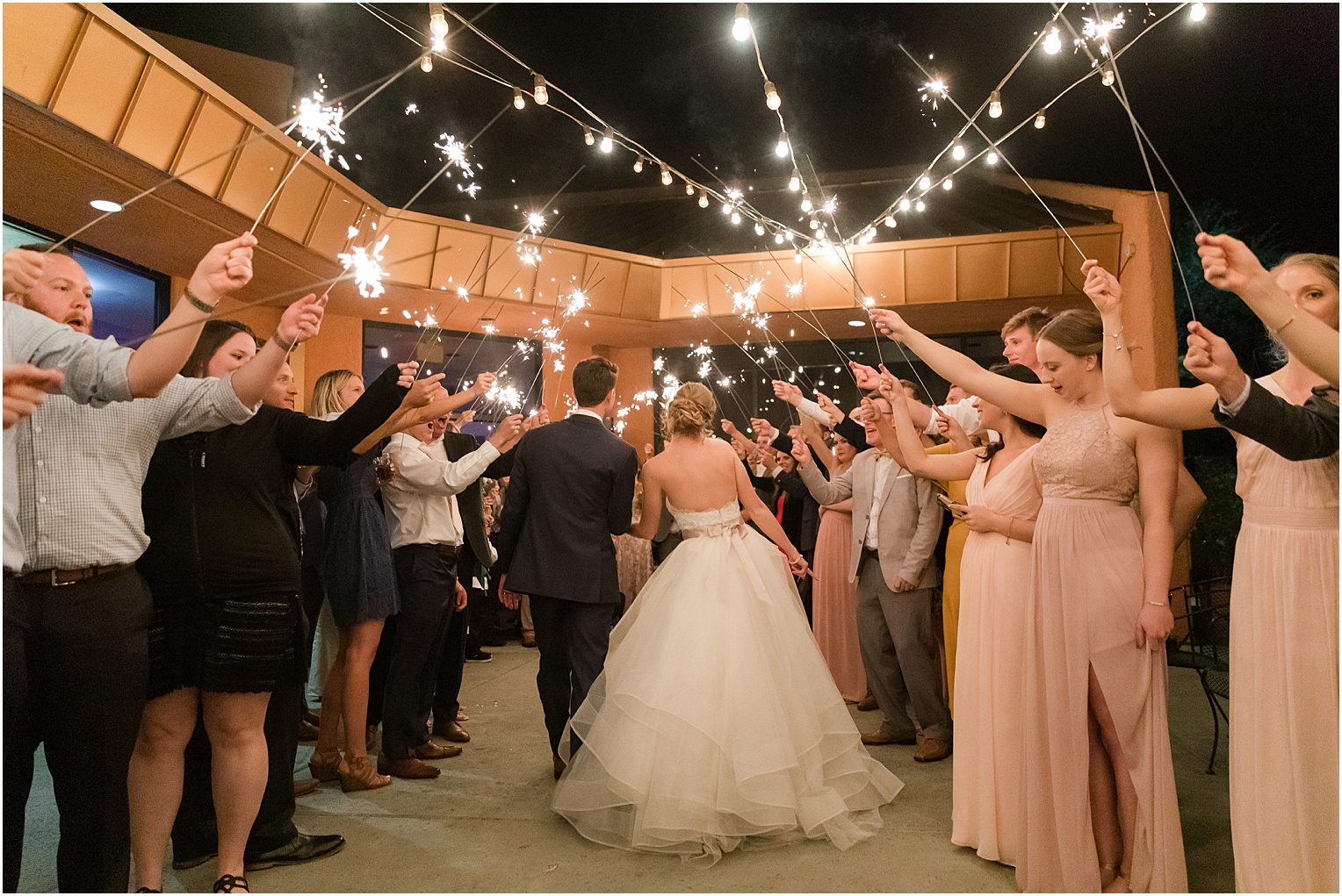 La Mariposa Wedding Tucson AZ romantic blush wedding reception sparkler send off