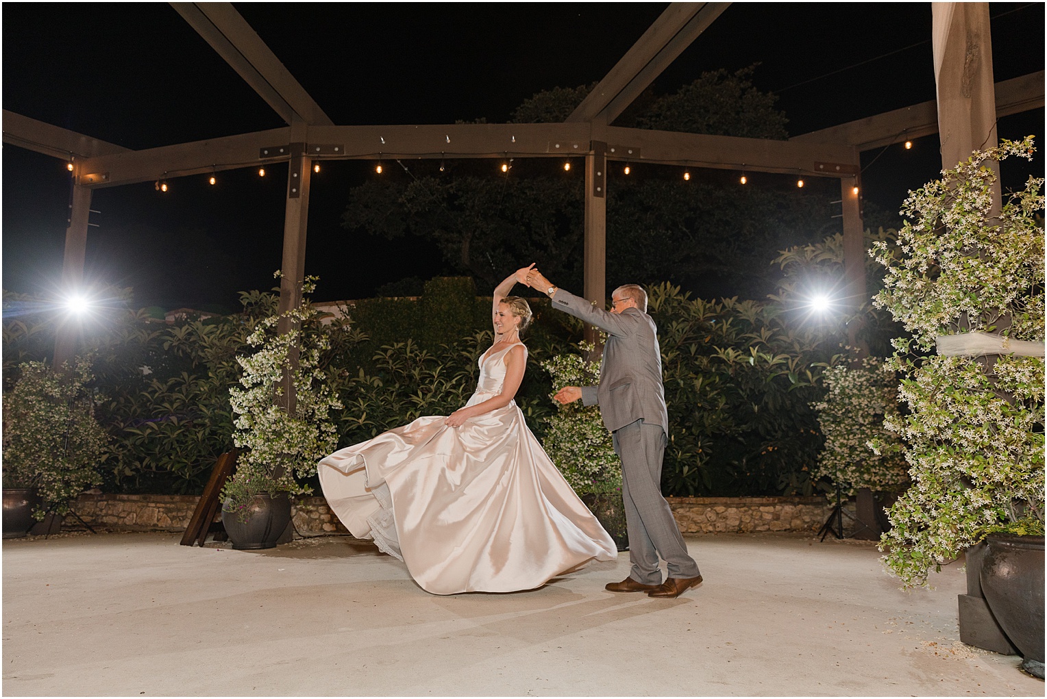 Garden Grove Wedding Venue in Austin, Texas Sarah & Viktor light blue and sunflower wedding outdoor reception dances