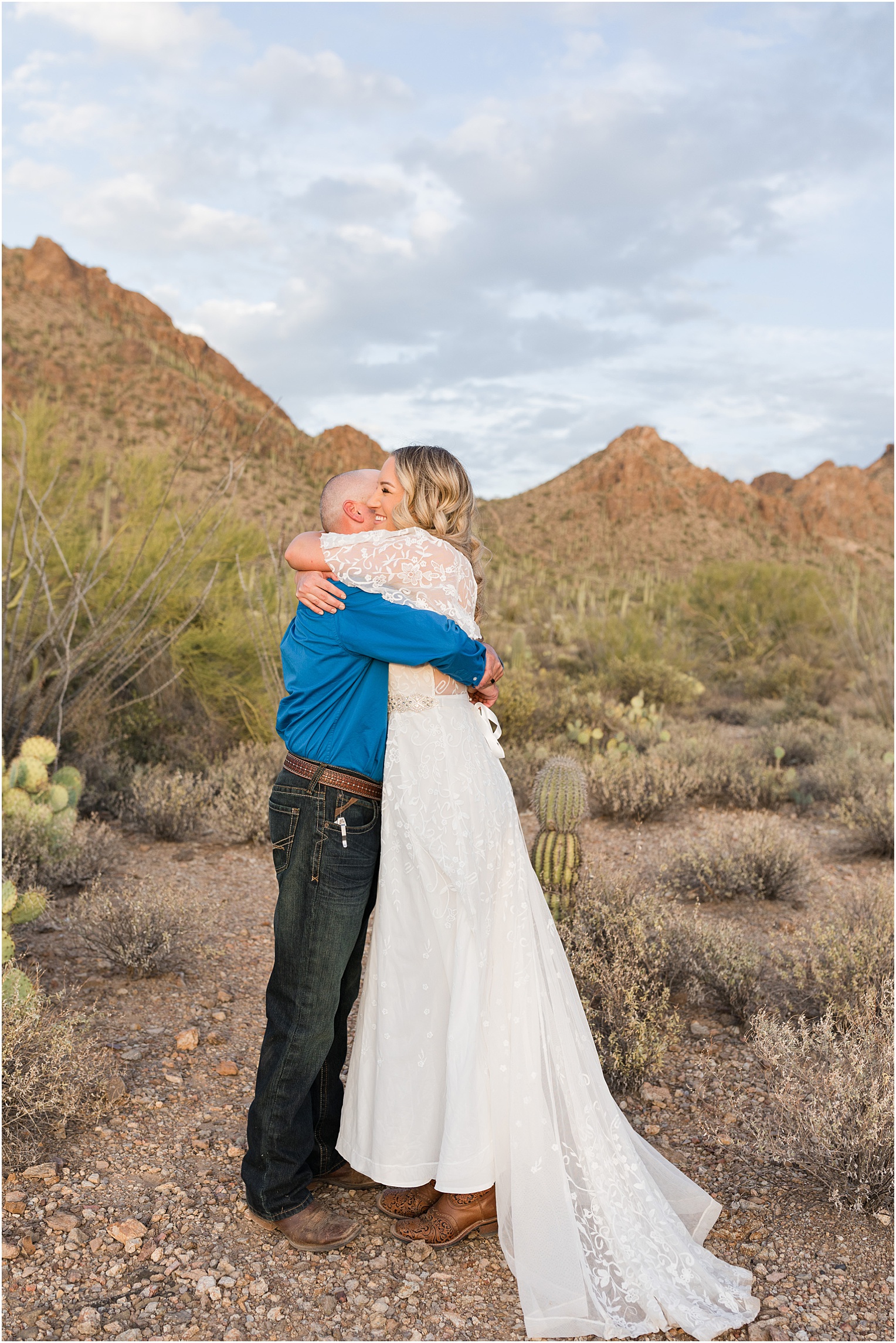 Gates Pass Wedding Tucson Arizona Andrea + Cameron romantic bride and groom portraits