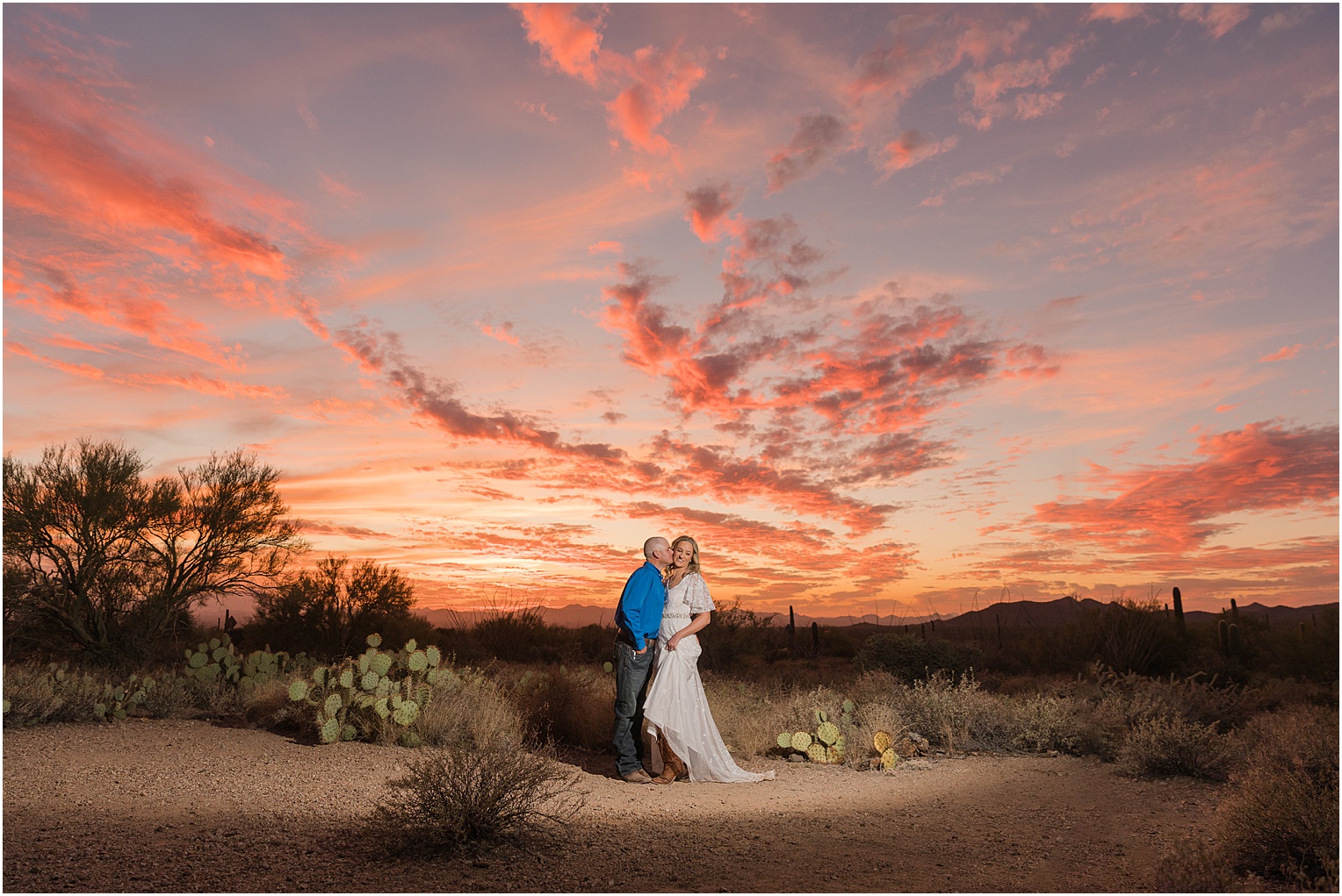 Gates Pass Wedding Tucson Arizona Andrea + Cameron romantic bride and groom portraits at sunset