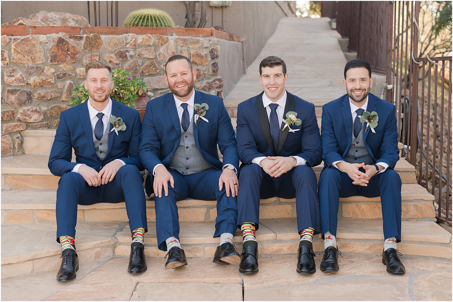 Saguaro Buttes Wedding Tucson, Arizona Farnaz & Brian groomsmen photos