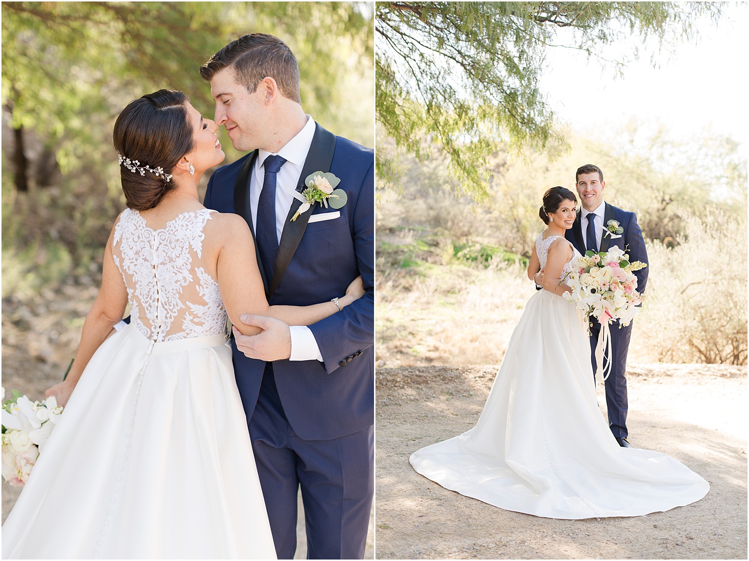 Saguaro Buttes Wedding Tucson, Arizona Farnaz & Brian romantic outdoor bride and groom pictures