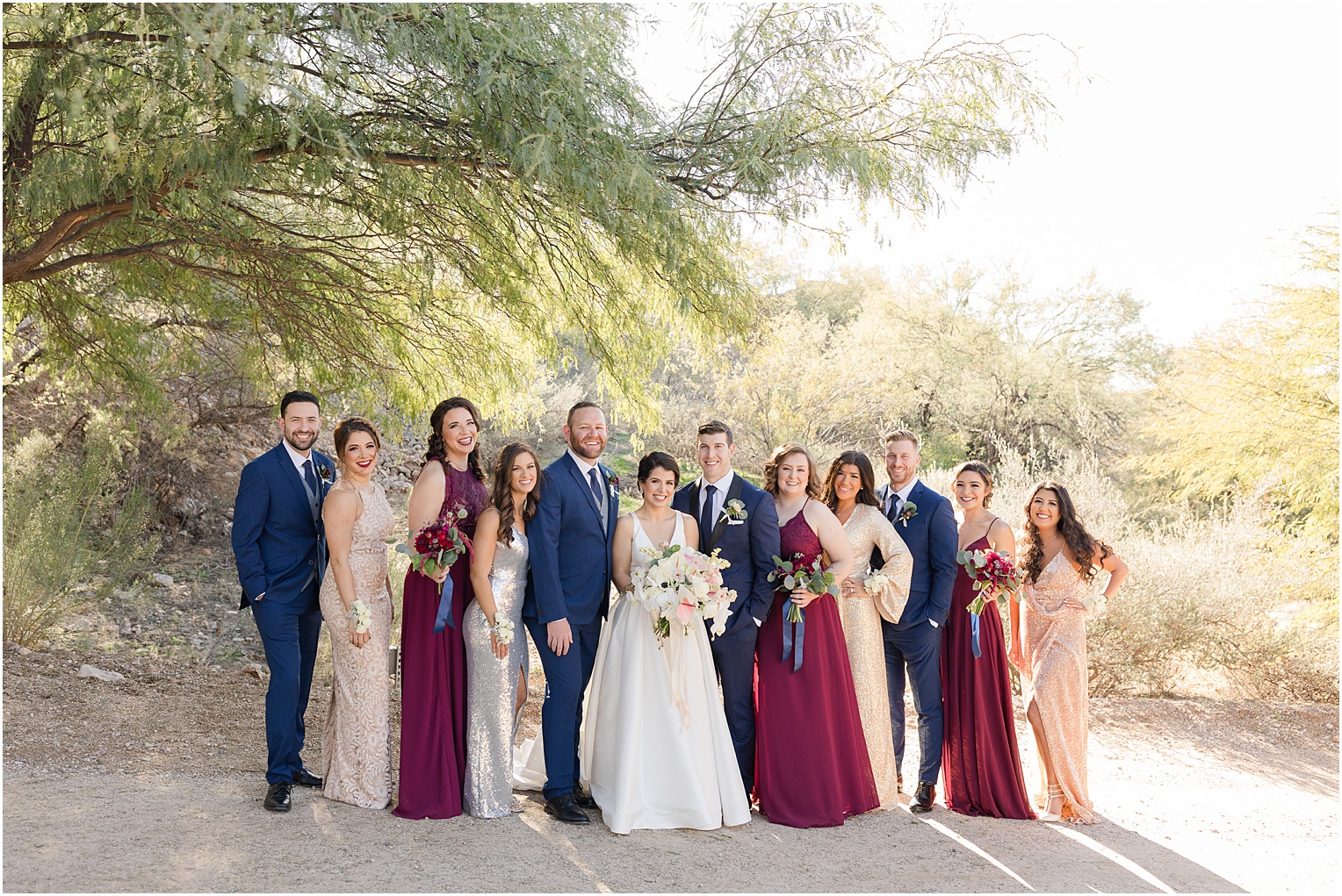 Saguaro Buttes Wedding Tucson, Arizona Farnaz & Brian full bridal party photos