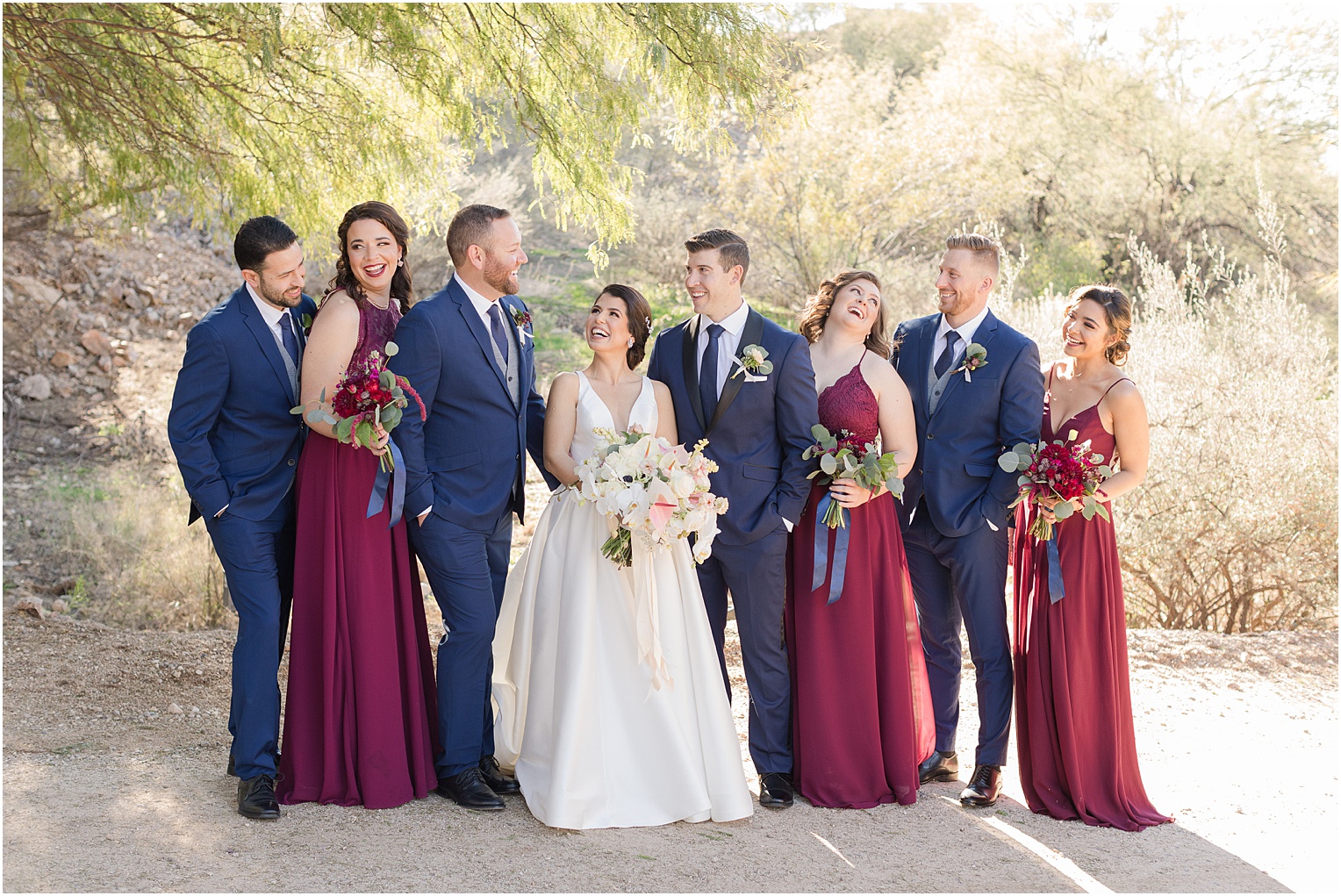 Saguaro Buttes Wedding Tucson, Arizona Farnaz & Brian full bridal party photos