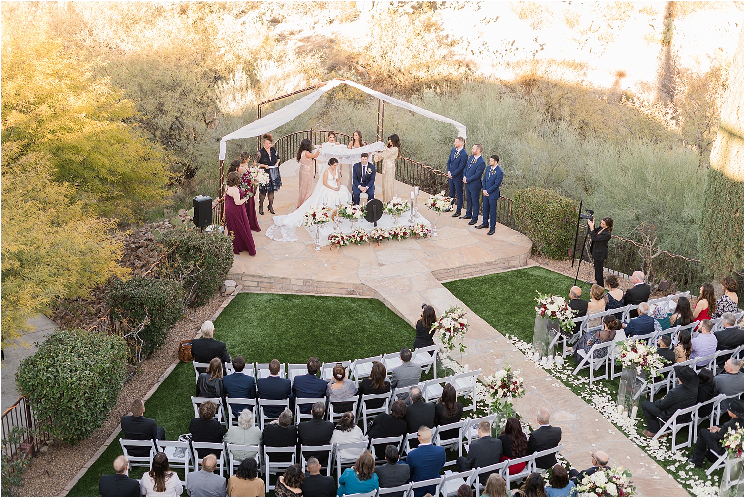 Saguaro Buttes Wedding Tucson, Arizona Farnaz & Brian romantic outdoor wedding ceremony