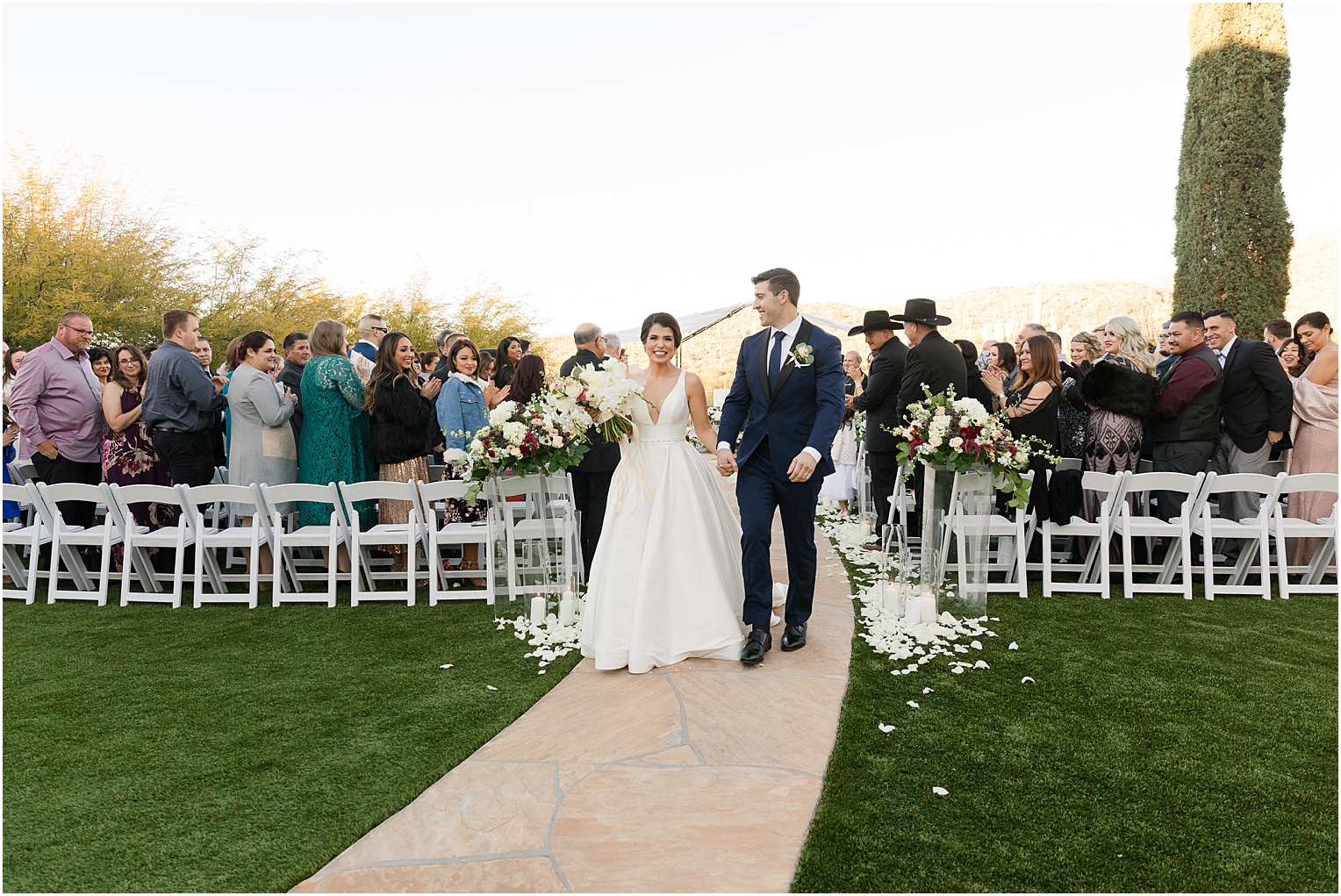 Saguaro Buttes Wedding Tucson, Arizona Farnaz & Brian romantic outdoor wedding ceremony