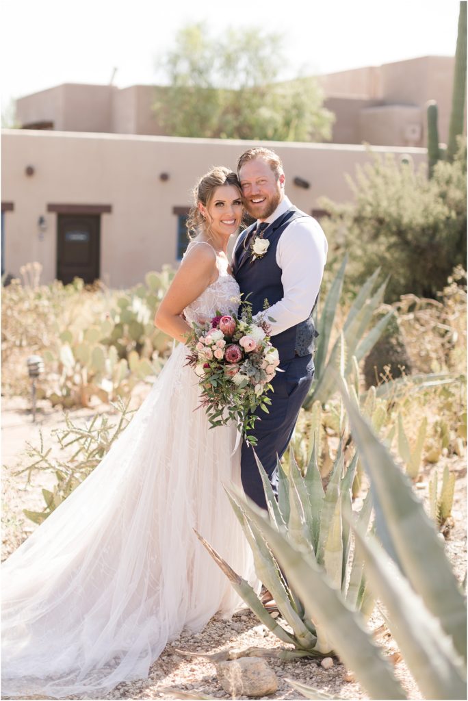 Hacienda Del Sol Wedding Tucson, Arizona romantic bride and groom photos