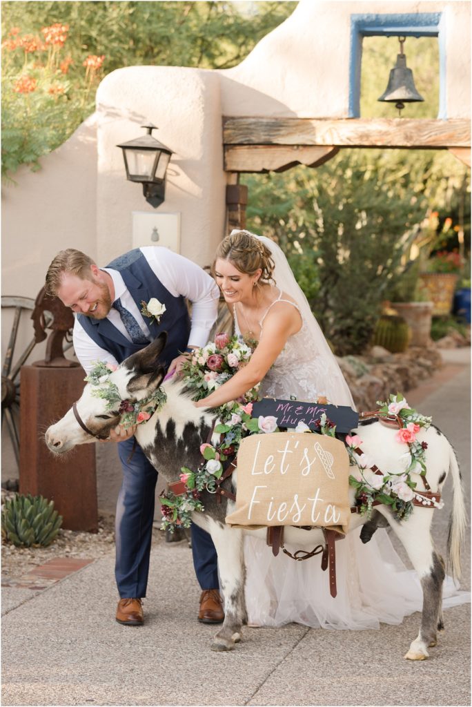 Hacienda Del Sol Wedding Tucson, Arizona beer donkey at wedding reception