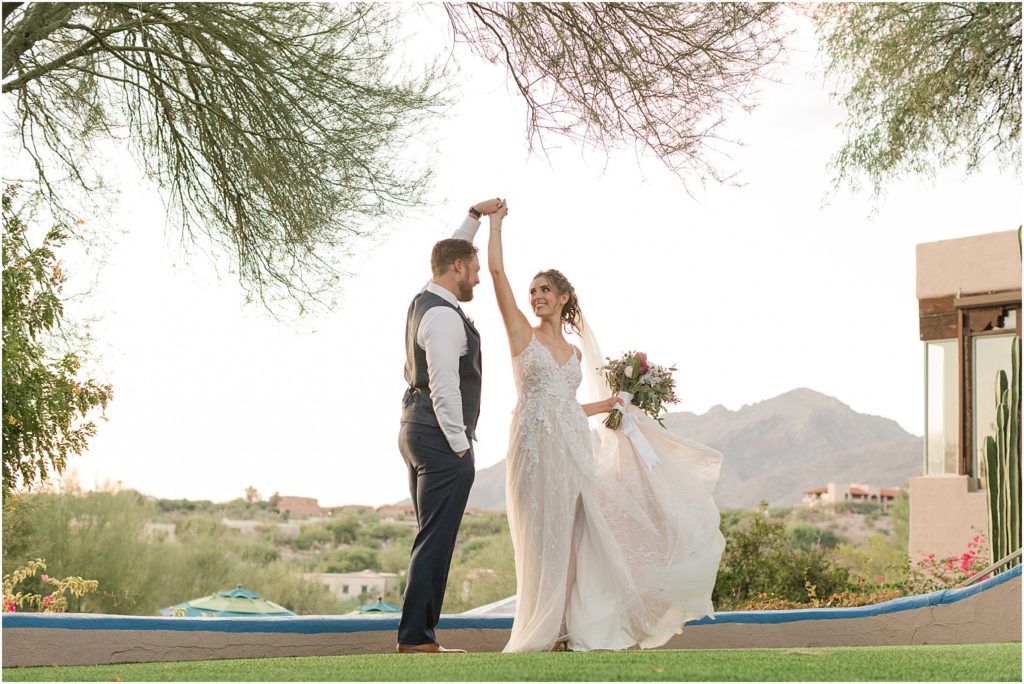 Hacienda Del Sol Wedding Tucson, Arizona romantic bride and groom photos