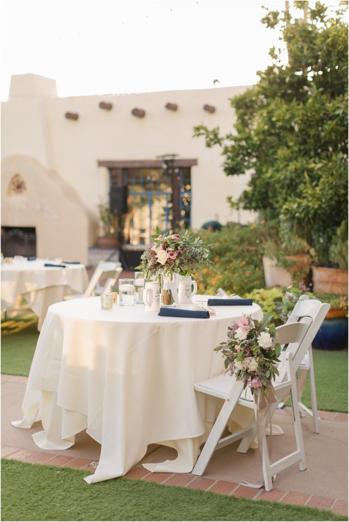 Hacienda Del Sol Wedding Tucson, Arizona outdoor neutral wedding reception decor