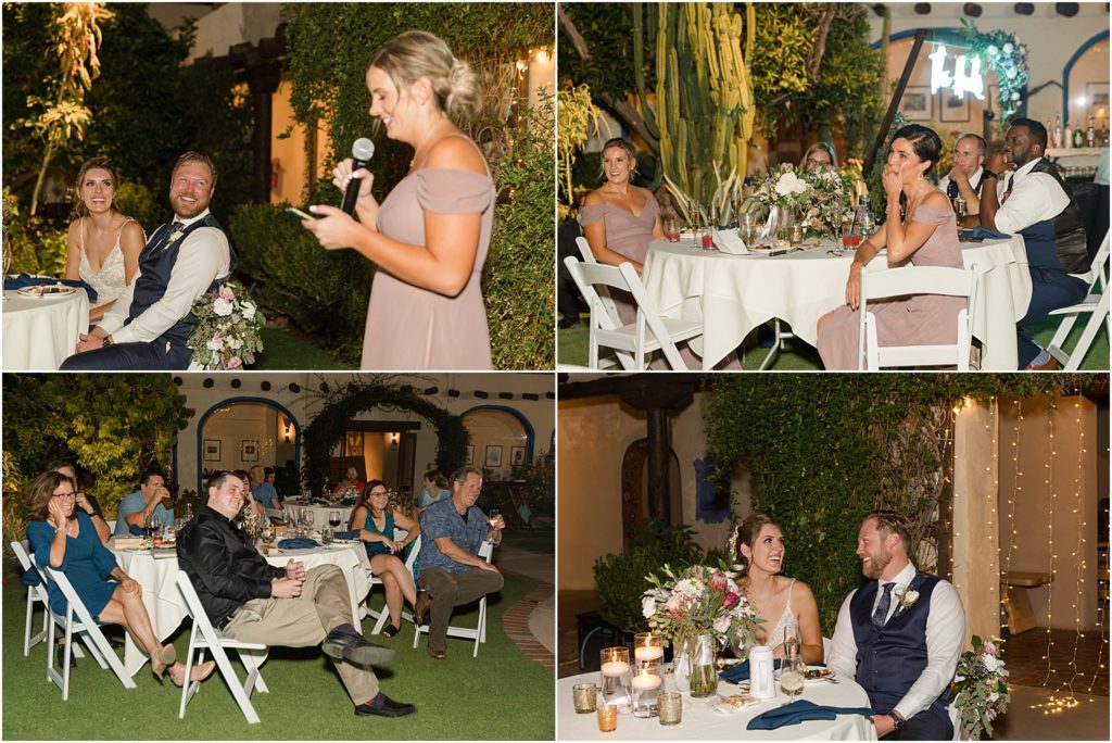 Hacienda Del Sol Wedding Tucson, Arizona outdoor wedding reception and toasts