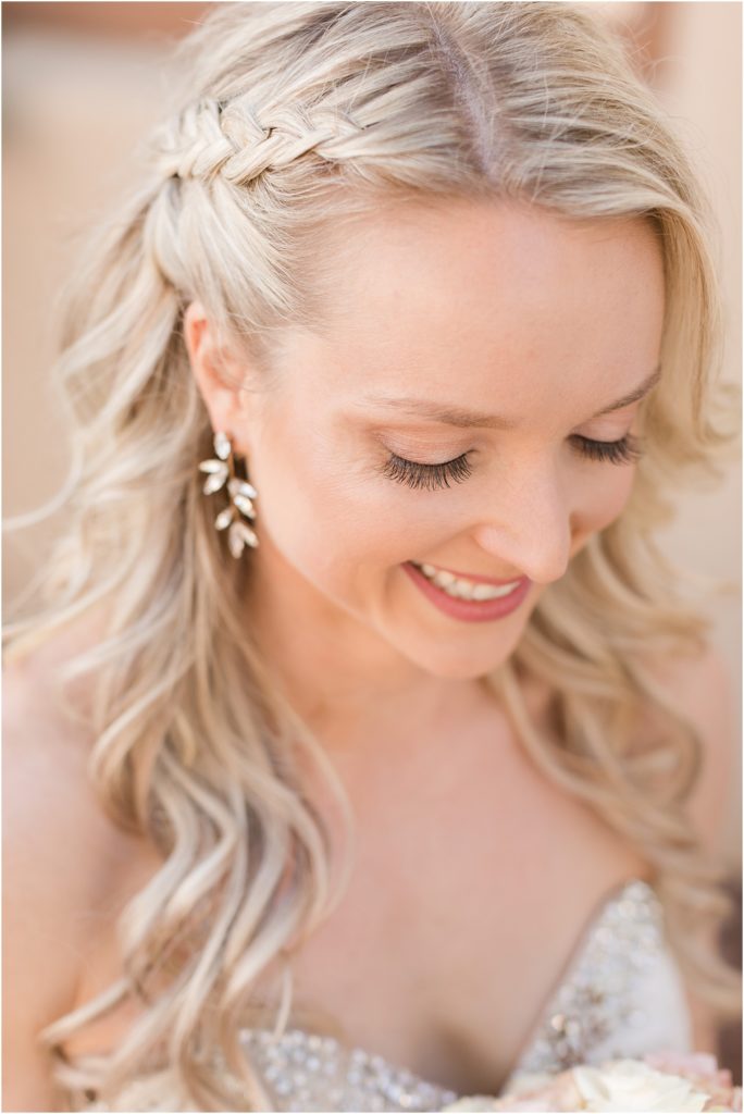 Tanque Verde Ranch Wedding Tucson, AZ Sloan + Garrett bridal portrait with bridal hair braided