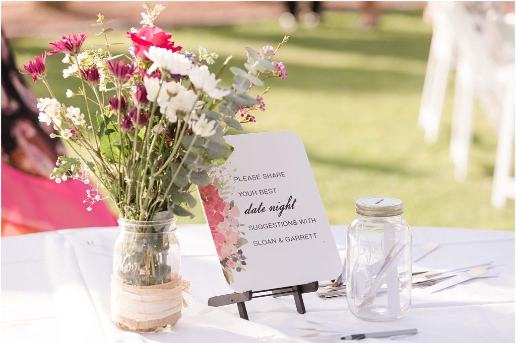 Tanque Verde Ranch Wedding Tucson, AZ Sloan + Garrett outdoor ceremony welcome table