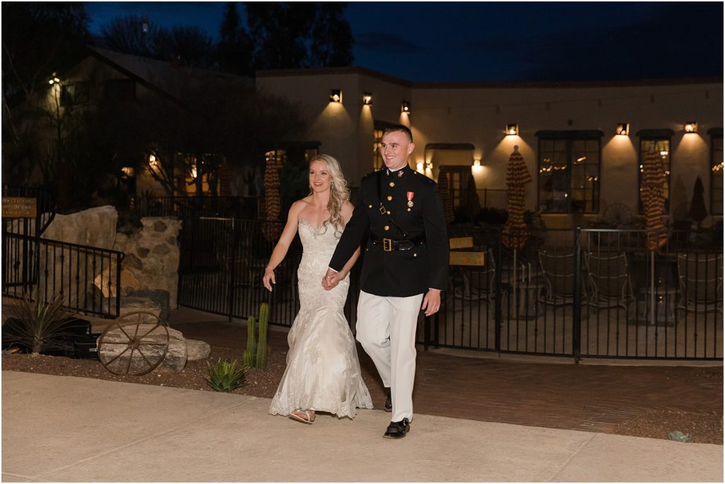 Tanque Verde Ranch Wedding Tucson, AZ Sloan + Garrett outdoor wedding reception bride and groom entrance