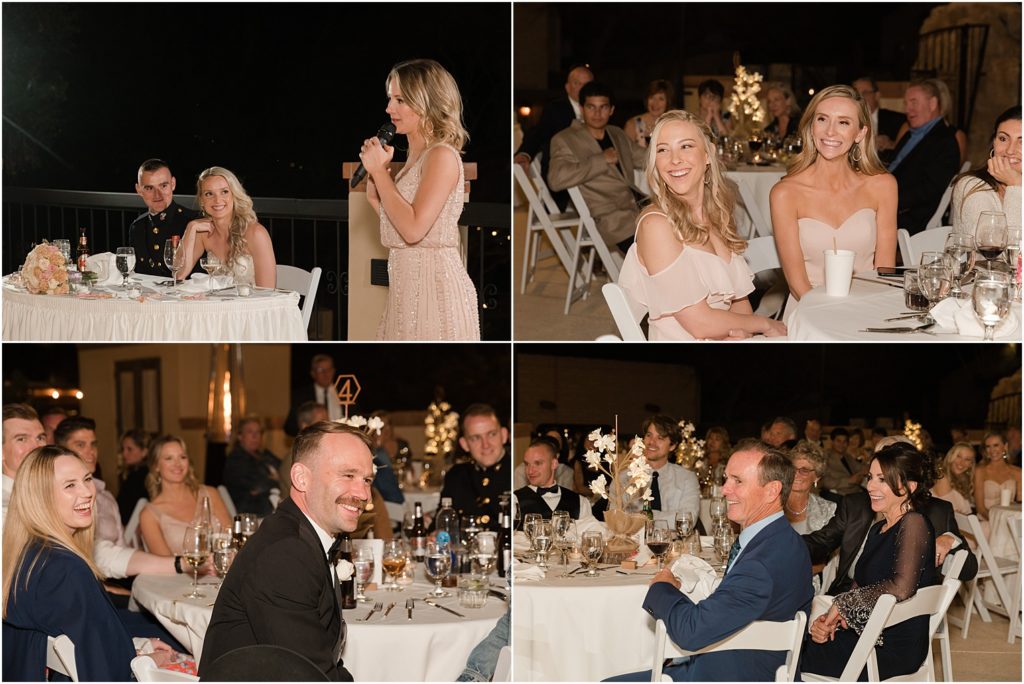 Tanque Verde Ranch Wedding Tucson, AZ Sloan + Garrett outdoor wedding reception and wedding toasts