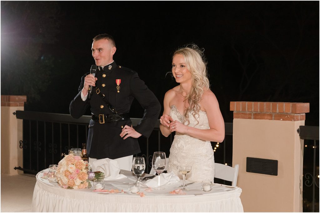 Tanque Verde Ranch Wedding Tucson, AZ Sloan + Garrett outdoor wedding reception wedding toasts