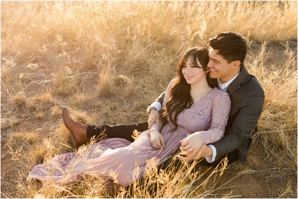 Couples Photo Session in Sonoita, AZ Jamie & Ruben romantic desert photos in tall grass