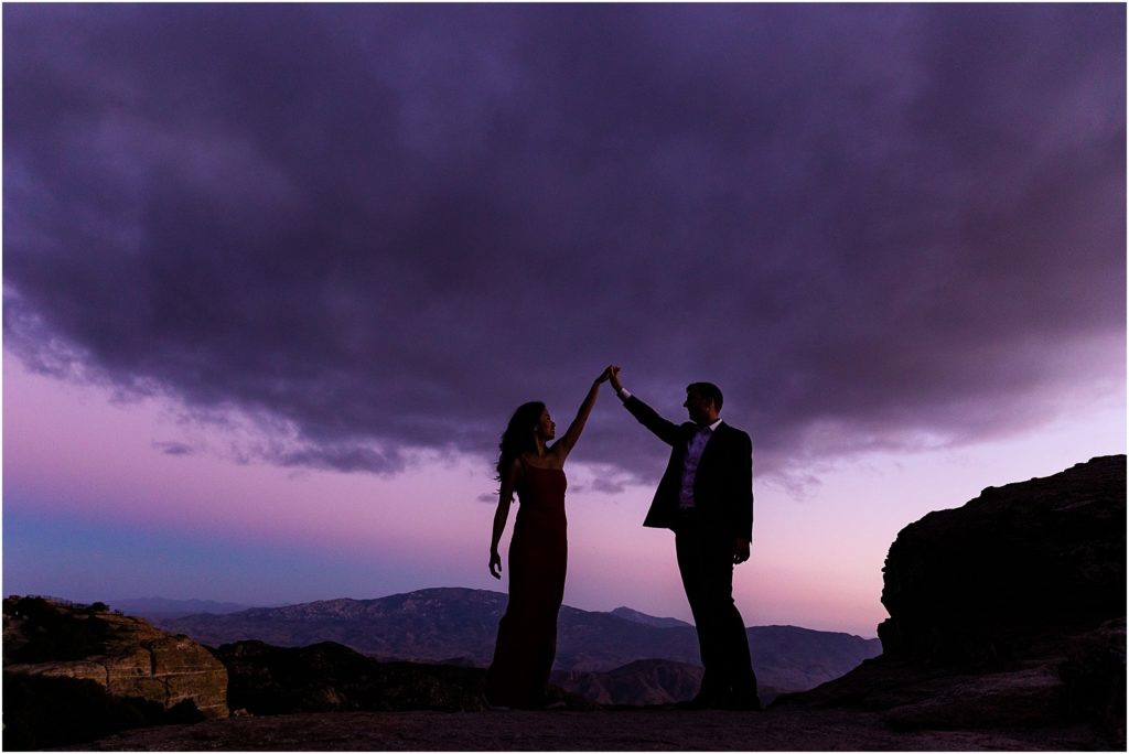 Sunset Photo Session on Mount Lemmon Tucson, AZ Katrina + Nick dramatic silhouette photo for engagement session on top of Mt Lemmon after sunset