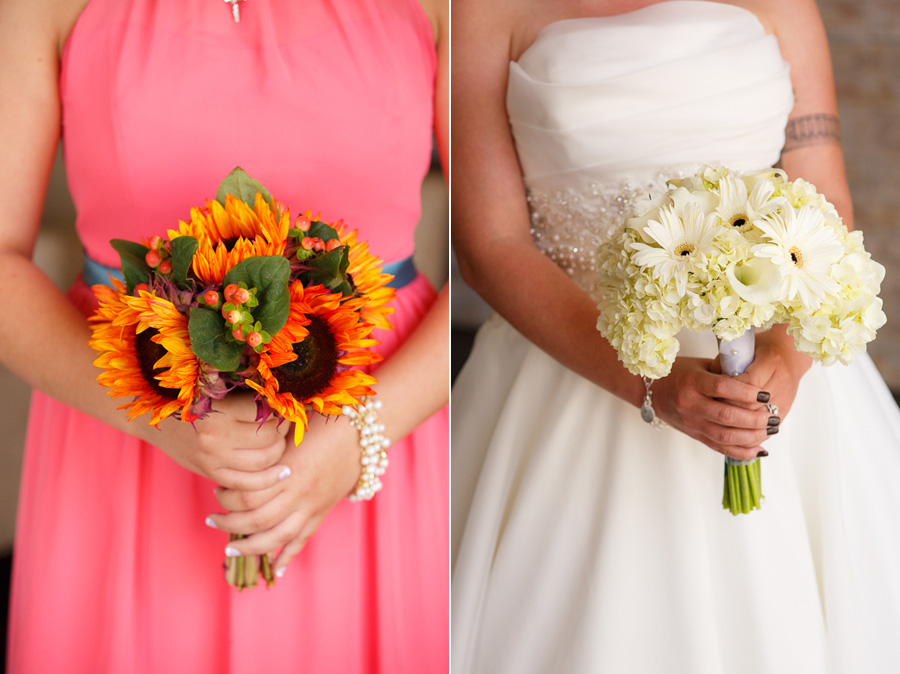 wedding ideas bouquet, roses and sunflowers
